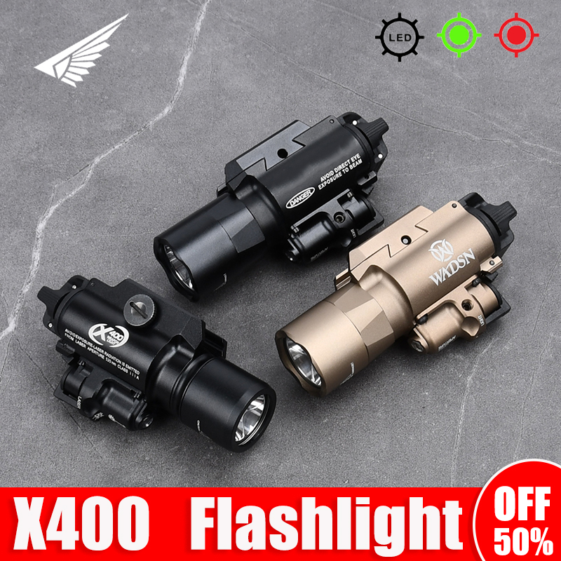 Tactical Surefire X300 X400 X400U Ultra Red Green Laser Sight LED Flashlight Rifle Scout Light for Picatinny Weaver Rails Mount