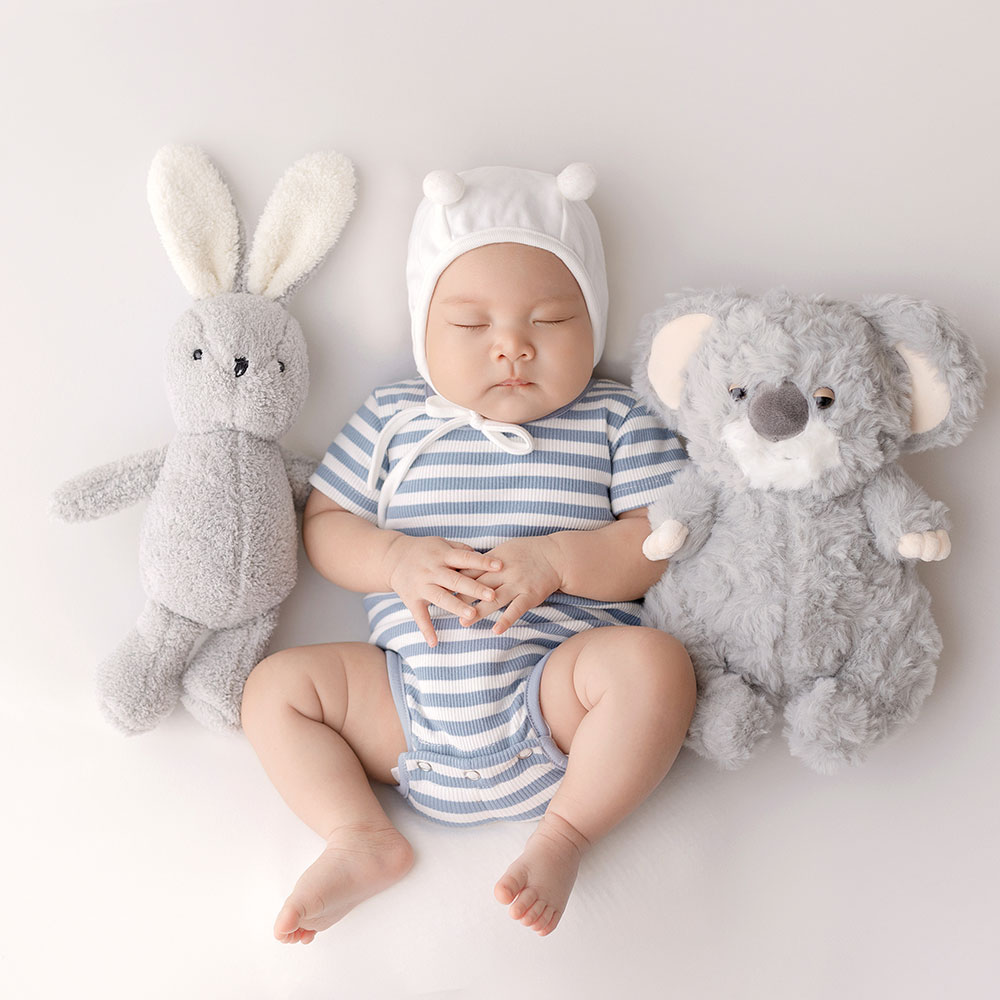 0-1 Month Animal Newborn Photography Props Set Cute Koala Theme Outfits+Hat Set Included Bunny Toy Photo Shoot Props Accessories