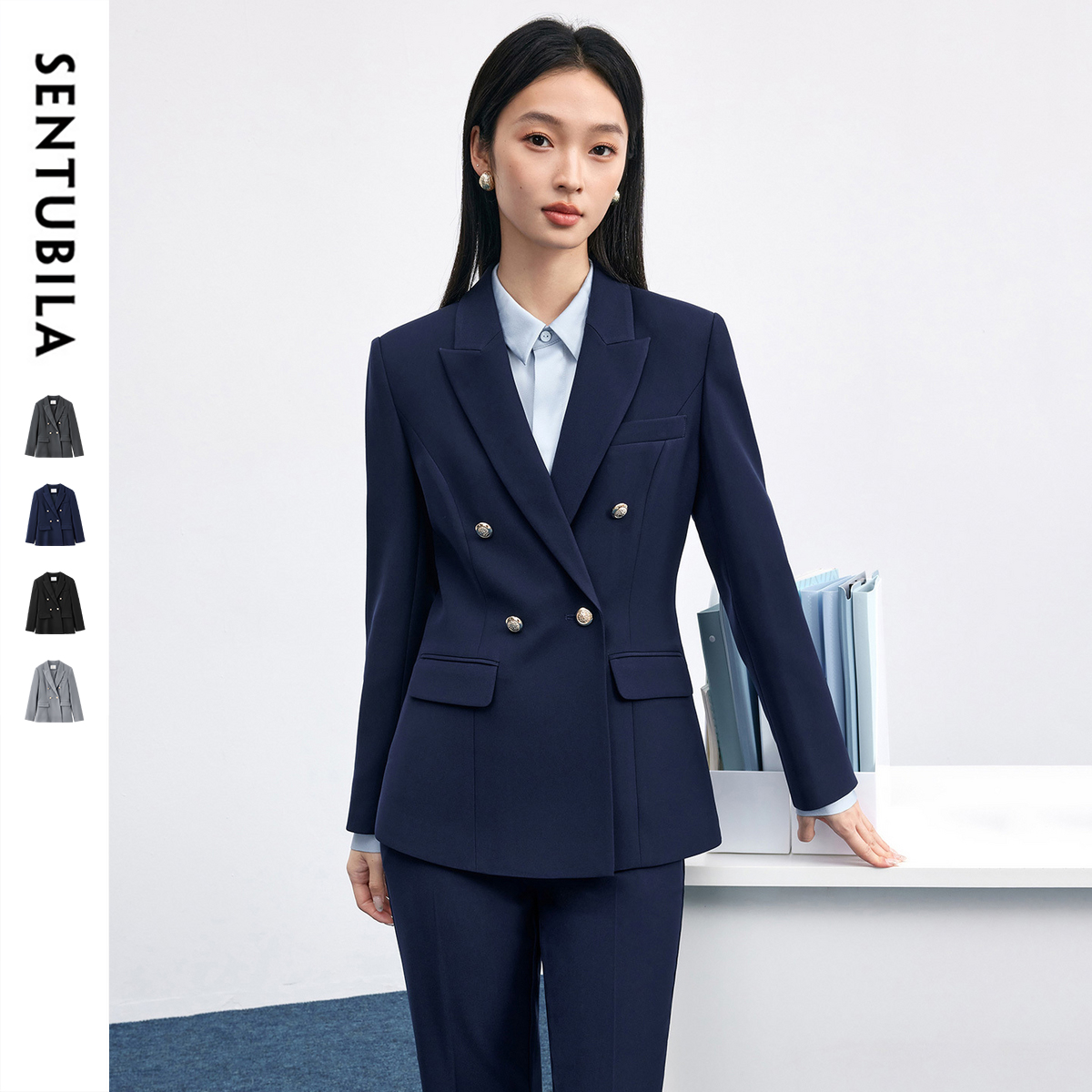 SENTUBILA ‌Women's Blazer‌s Slim Fit Coats Autumn 2025 Ladies Office Wear‌ Long Sleeve ‌Jacket‌ Women Formal Clothing 153XA1646