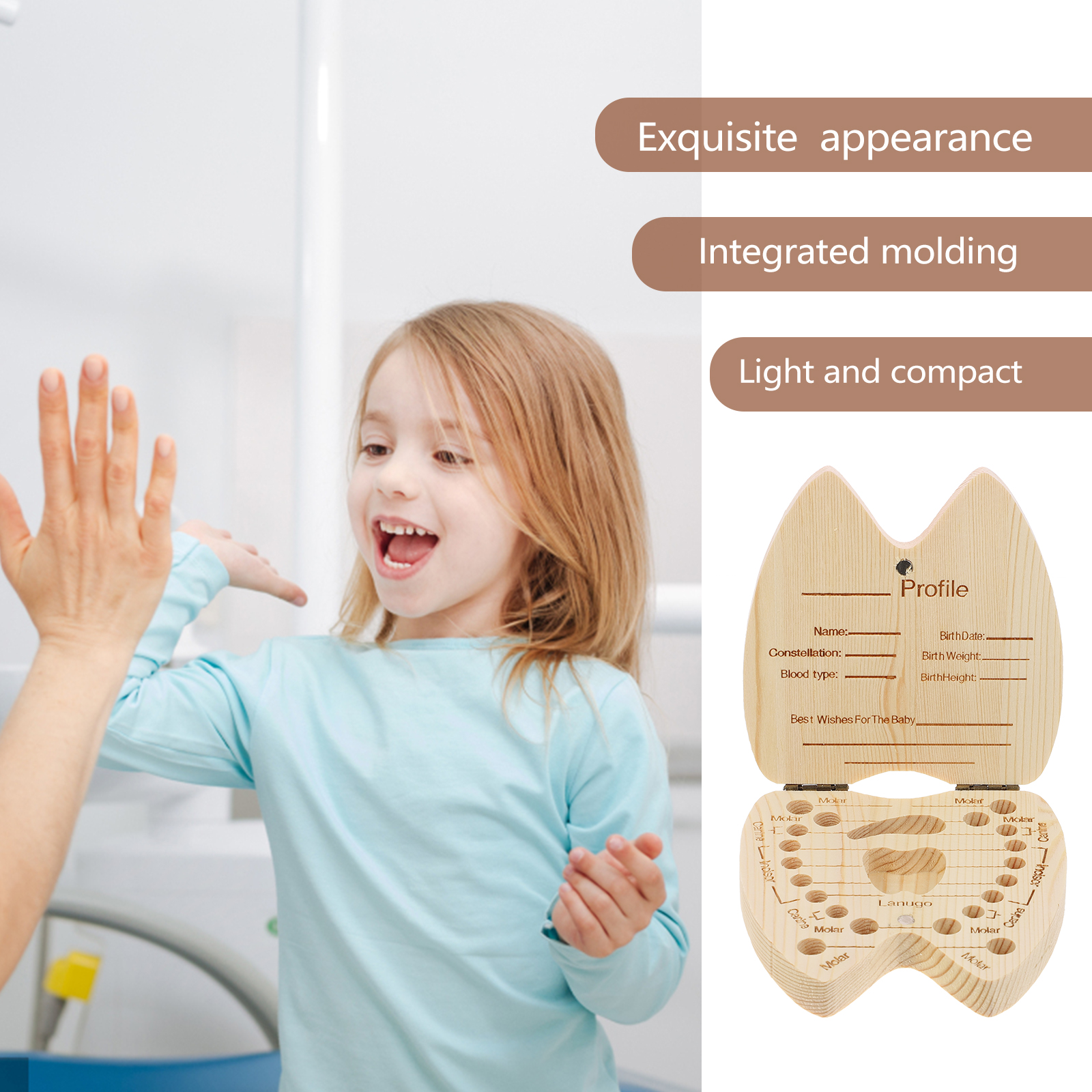 Baby Tooth Storage Keepsake Container Hold Toddler Gifts Umbilical Cord Lanugo Hair Record Girl