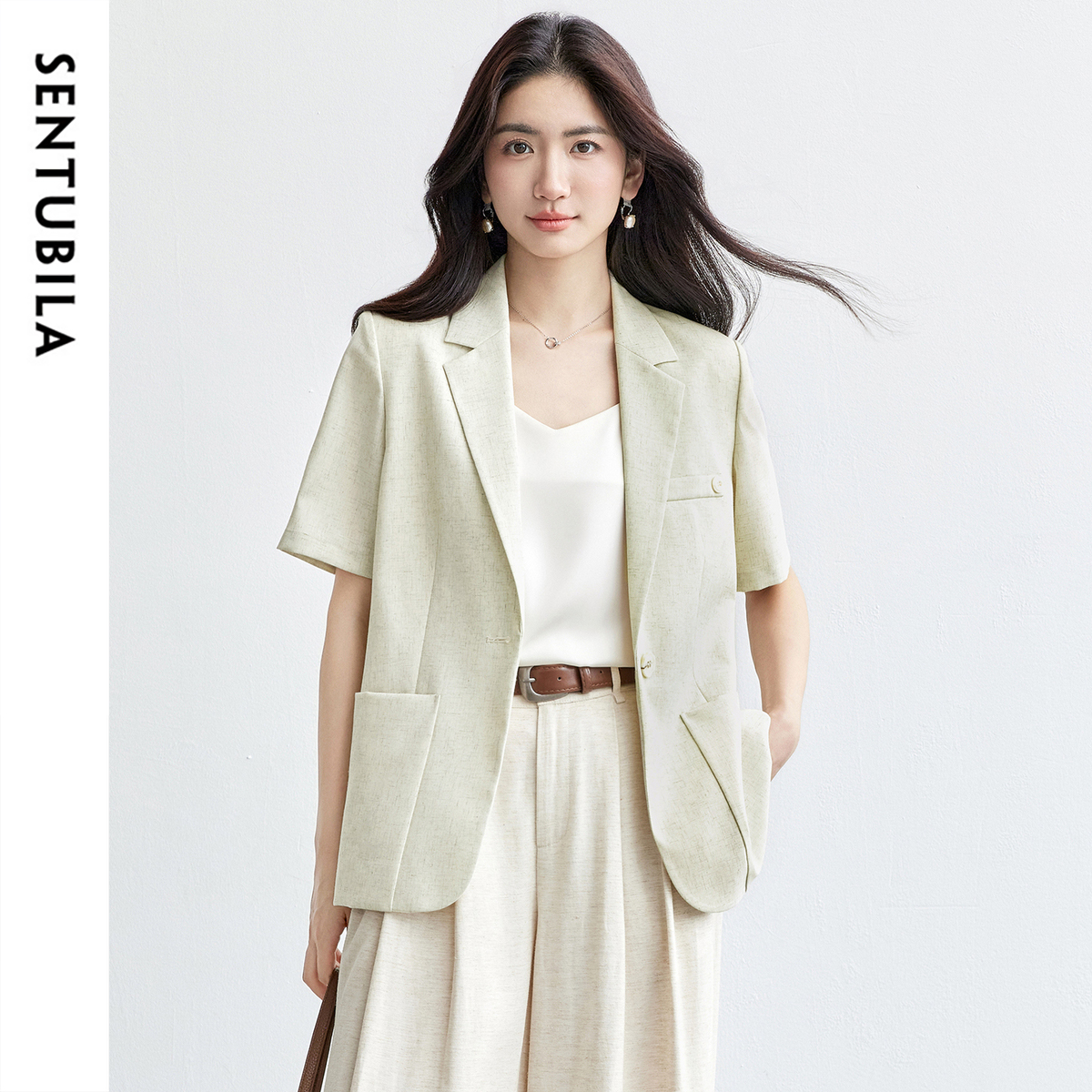 SENTUBILA Women's Summer Jacket Short Sleeve Modern Blazers 2025 New Collection Female Suit Outerwear Woman Clothing 152X87898