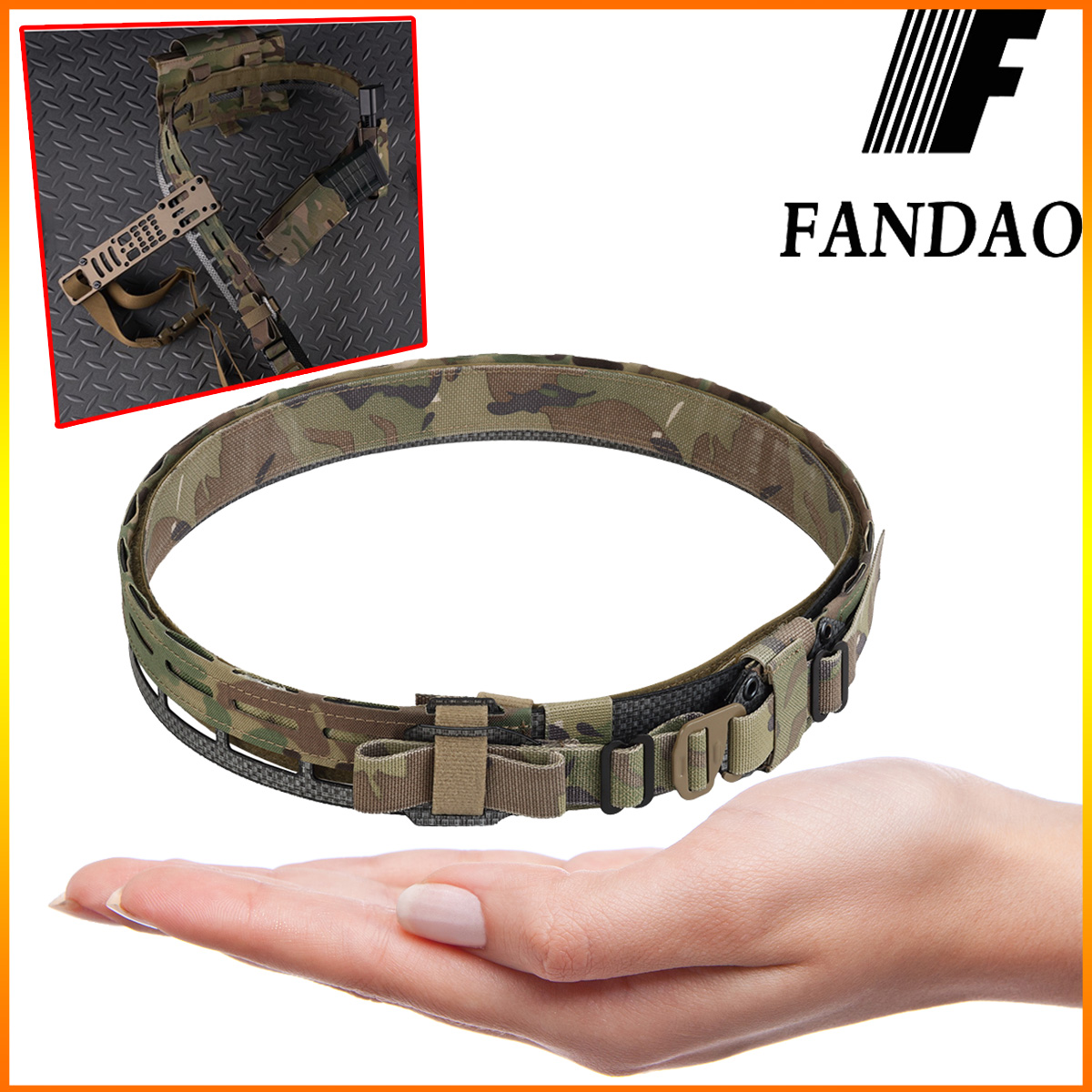 Fandao Lightweight Tactical Camouflage Belt Release Padded Molle System Men 1000d Nylon Webbing Alloy Belt For Outdoor Hunting