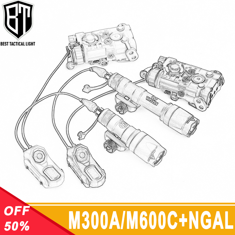 Surefir SF M600 M300 M600C M300A Tactical Flashlight 400/600 Lumens White Light WADSN NGAL AXON Switch Hunting Weapon Scout Lamp