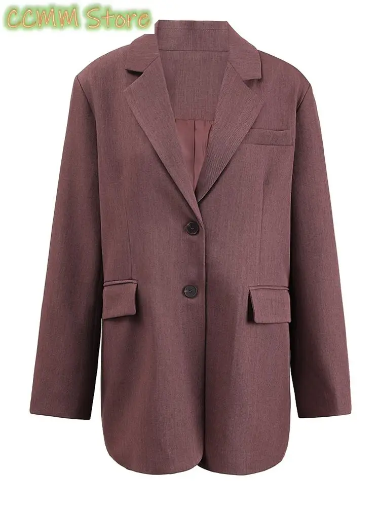Women Red Brief Single Breasted Big Size Elegant Blazer New Lapel Long Sleeve Jacket Fashion Spring Autumn