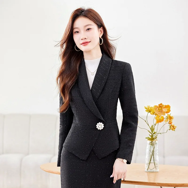 New Commuting Style OL Elegant Women's Formal Dress Suit Set Long Sleeved Women's Suit Set Suitable for Business and Work Wear