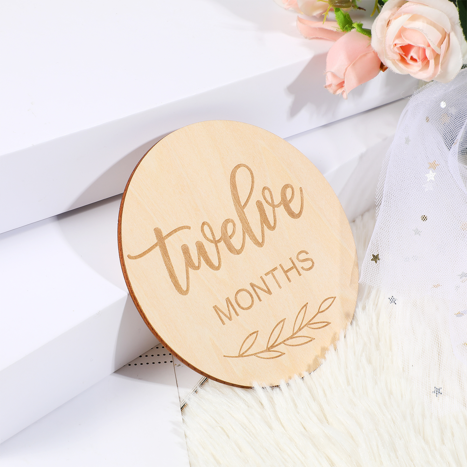 Wooden Baby Month Slices Milestone Cards Photography Props Circle Months Newborn 12 Months Eco Friendly Baby Girl Gifts Wooden