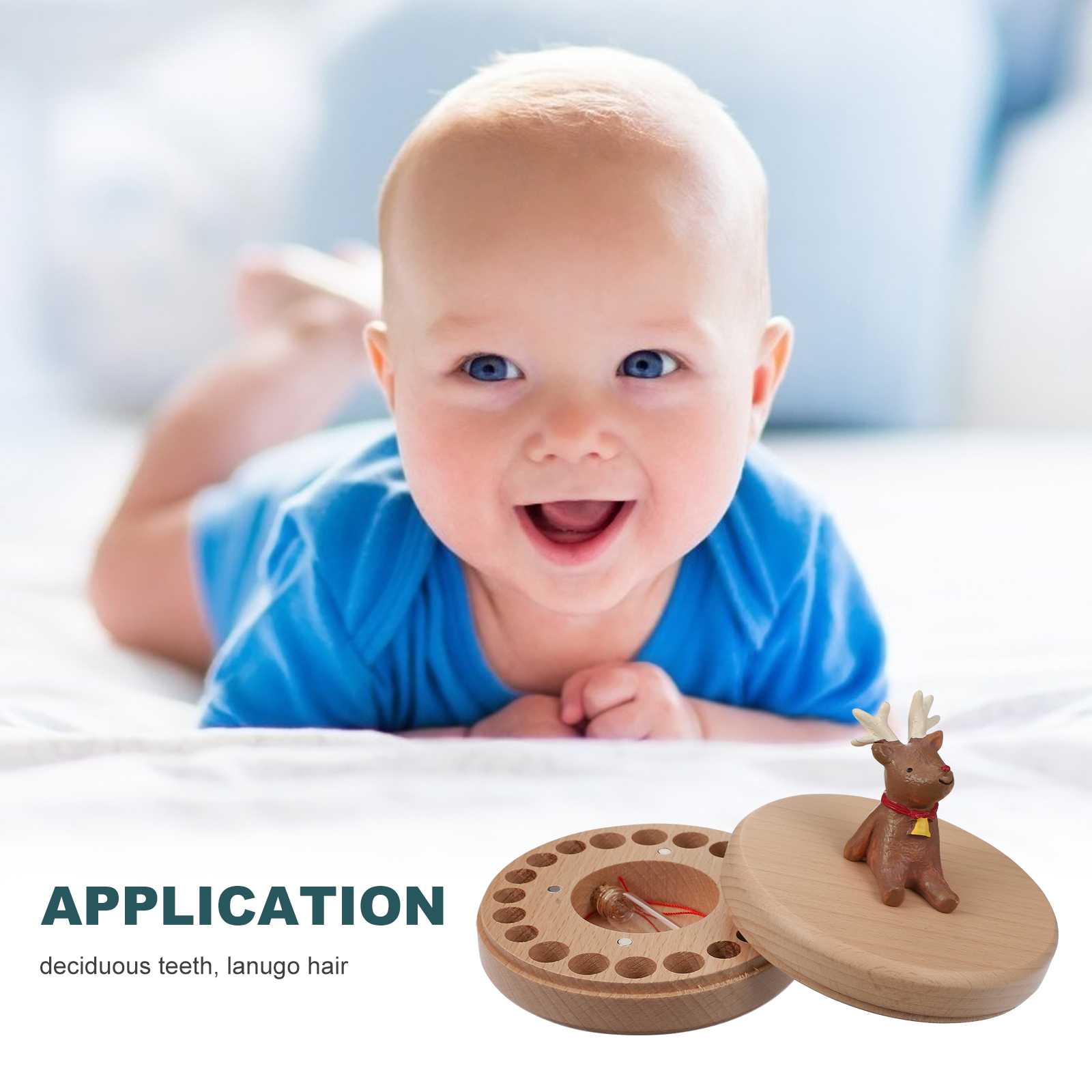 Baby Teeth Wooden Case for Storing Infant Tooth Lanugo Hair Memorial Keepsake Baby Lanugo Case Container Gift Idea