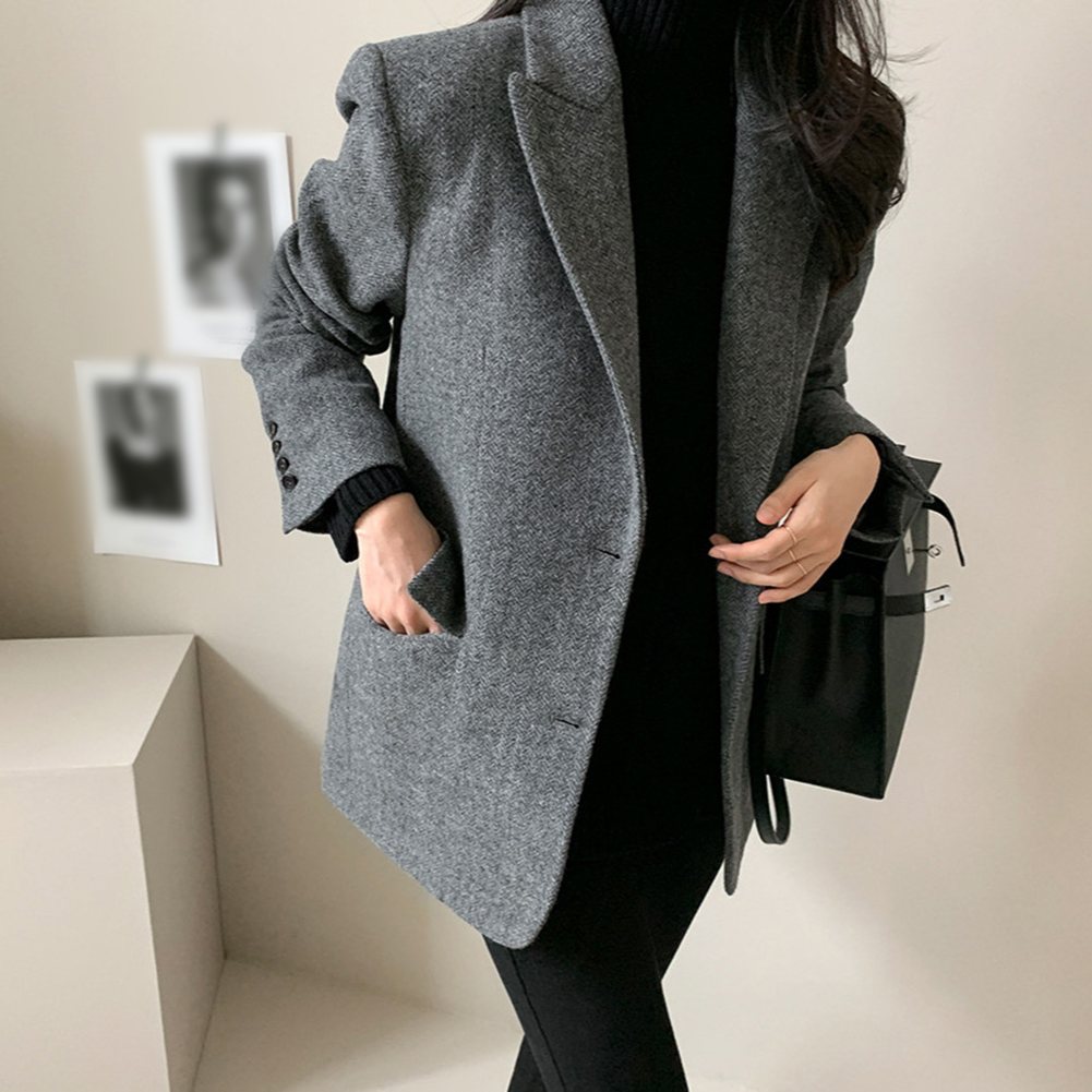 Autumn Fashion Coffee Spring Autumn Jacket Elegant Suit Long Sleeve Jacket Solid Color Blazer Spring Holiday Outfit