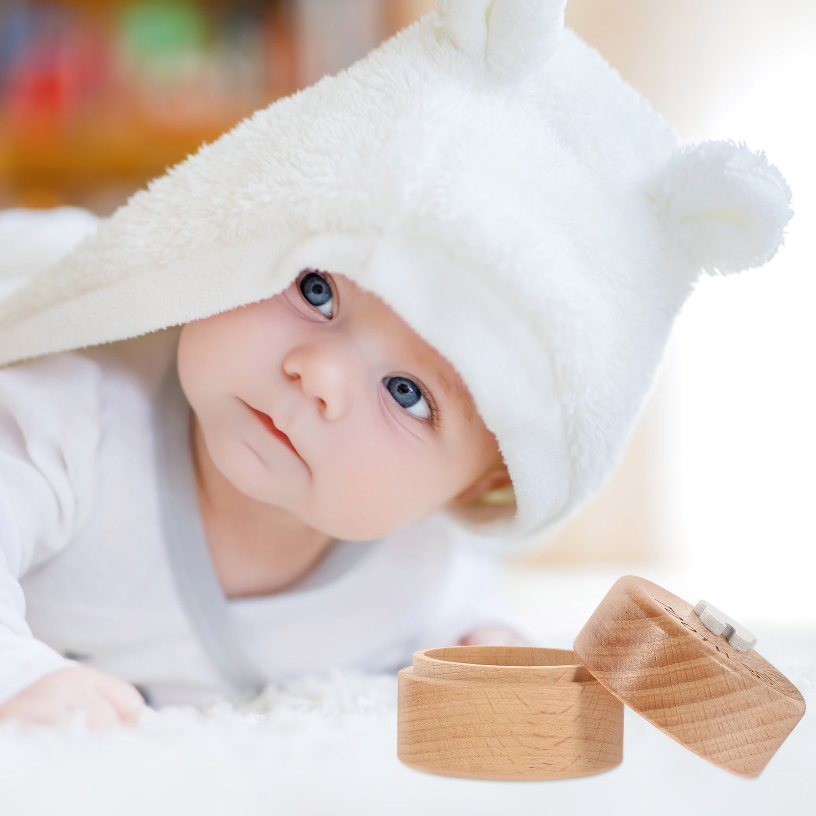 Wooden Baby Tooth Holder Durable Compact Baby Tooth Collection Box DIY Keepsake Portable Teeth Storage Teeth Storage Box