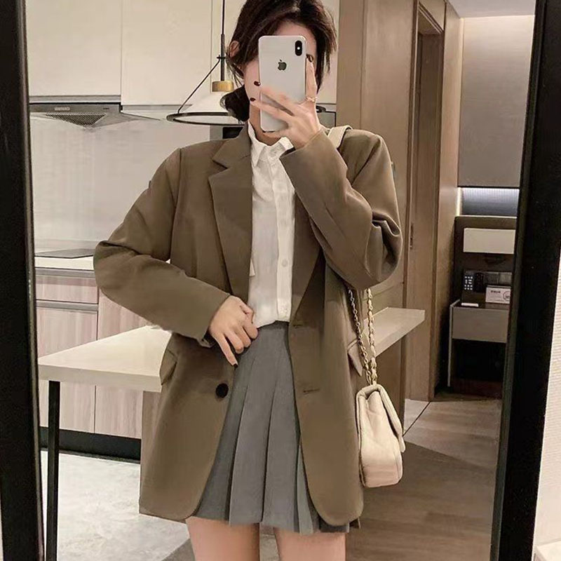 2025 Autumn New High Quality Single-Breasted Blazers Woman Casual All-Match Loose Blazer Coat Black Small Suit Jackets for Women