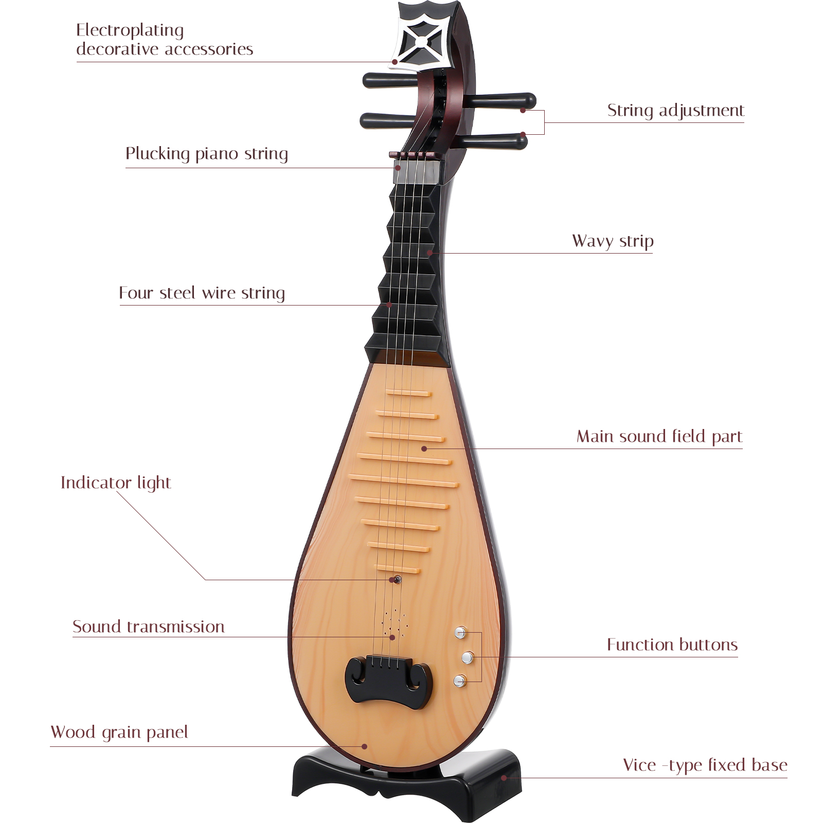 Simulation Chinese Lute Prop Decor Ancient Style Photo Props Instrument Decor Plastic Durable Lightweight nament Home Party