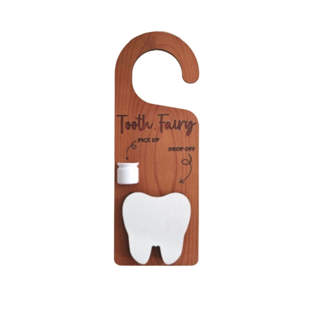 Wooden Tooth Door Hanger Decorative Encourages Tooth Care Tooth Keepsake Container Tooth Mouse Lightweight Door Hanging Decor
