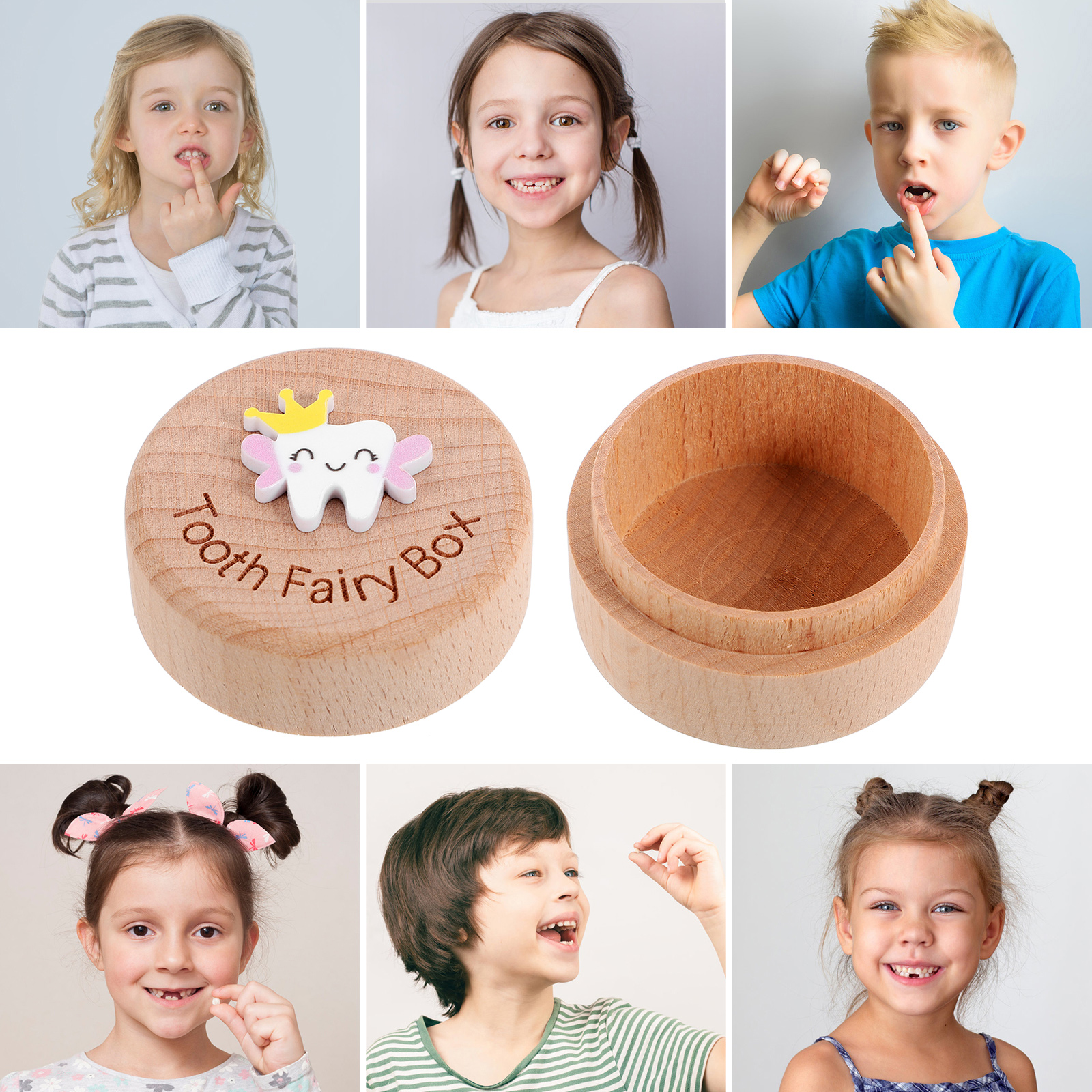 Baby Keepsake Box Wooden Kids Teeth Storage Container First Tooth Fetal Hair Collector Large Capacity Long Term Preservation