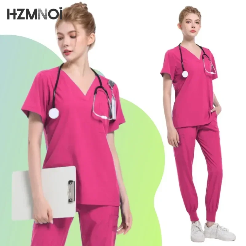 Multicolor Scrubs Uniform Short Sleeve Tops+jogger Pants Nursing Uniform Women Pet Doctor Medical Surgery Workwear Surgical Sets