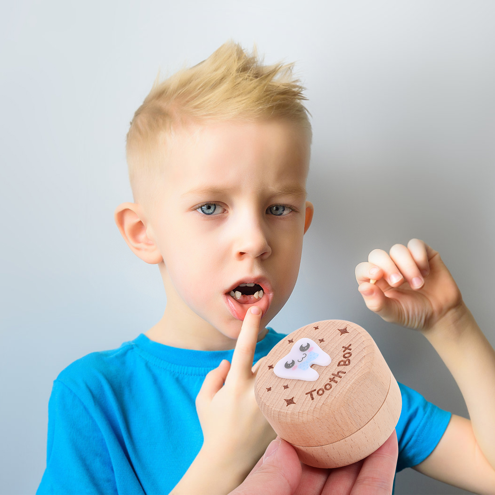 Wooden Baby Tooth Box Kids First Teeth Organizer Fetal Hair Storage Keepsake Container Modern Design Sturdy Construction