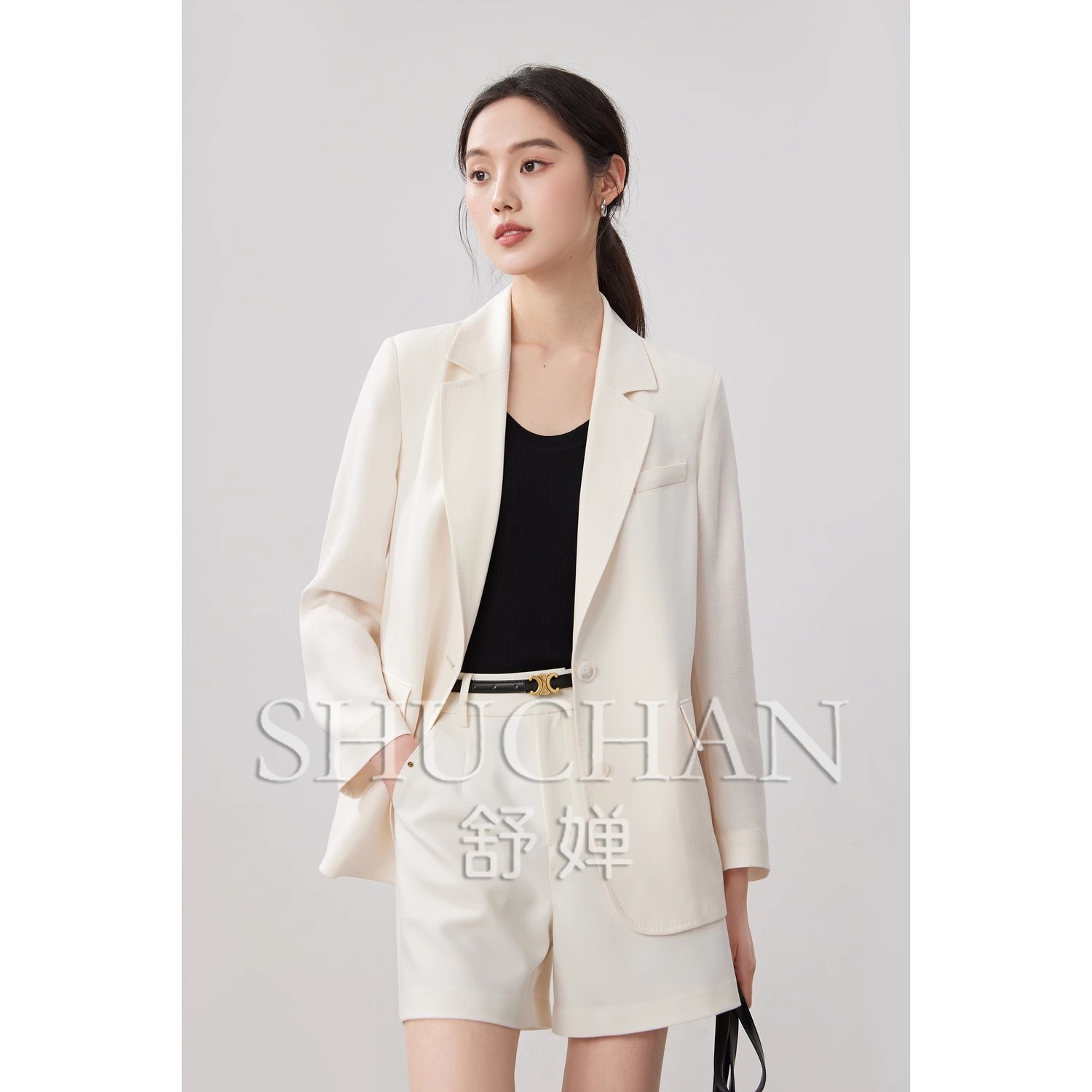Workplace Beauty 1OO% Strong Twist Acetate Easy To Take Care of single breasted Blazer Women Summer