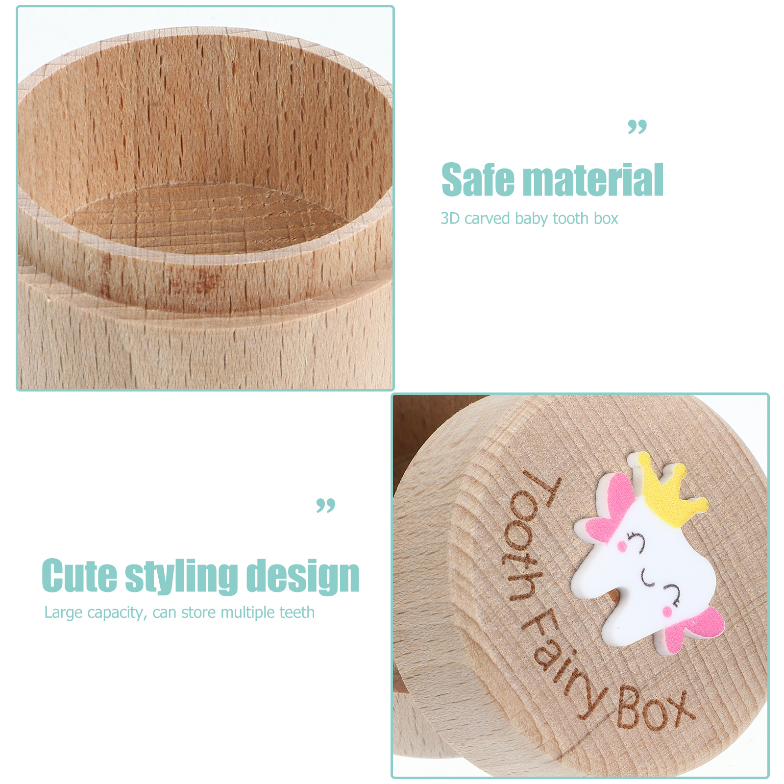 Teeth Box Tooth Wooden Keepsake Holder Container Keeper Souvenir