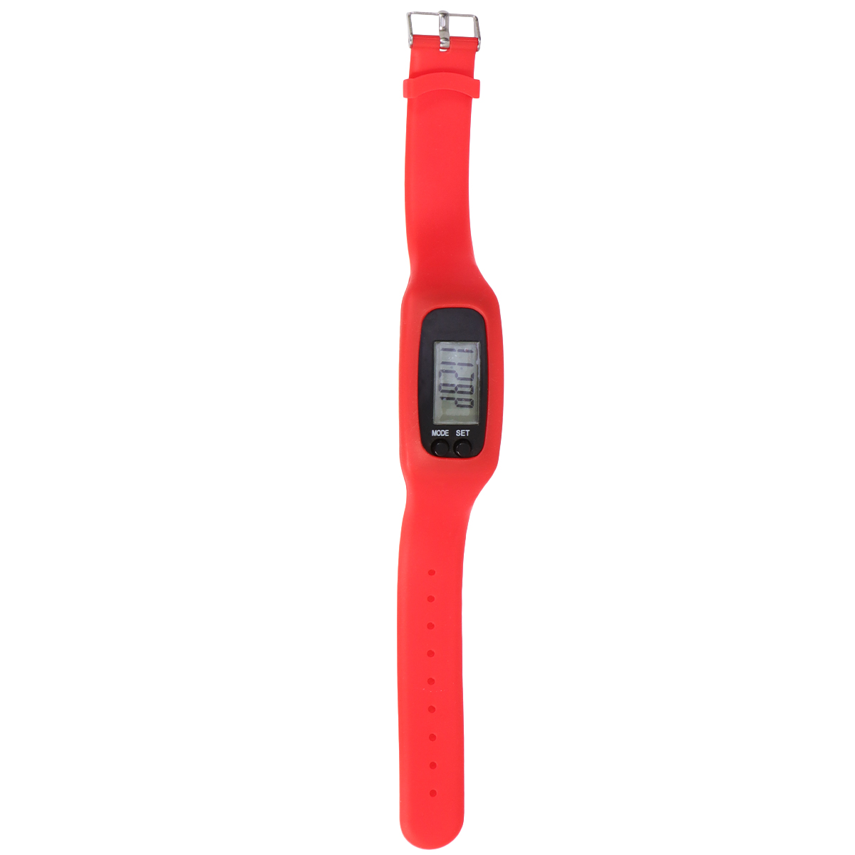 Smart Pedometer Watch Silicone Sports Band Running Walking Steps Counter For Hiking Camping Detachable Design Male Female Red