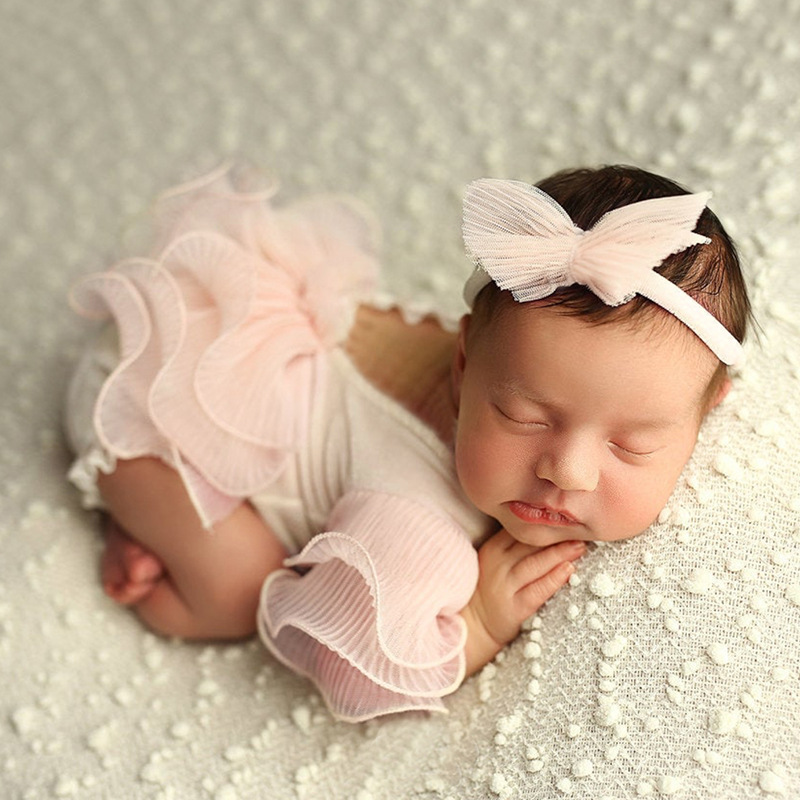 Newborn Photography Props Girl Clothes Baby Monthly Photoshoot Accessories Lace Outfit 0 1 month For Ropa Bebe Photo Shoot