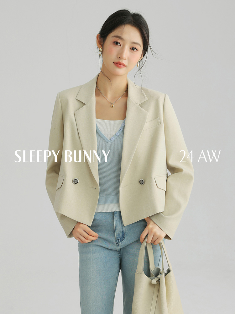 Vintage Cropped Blazer Jacket for Women with Padded Shoulder Elegant Petite Fit Short Suit Coat Casual Fall Office Outerwear