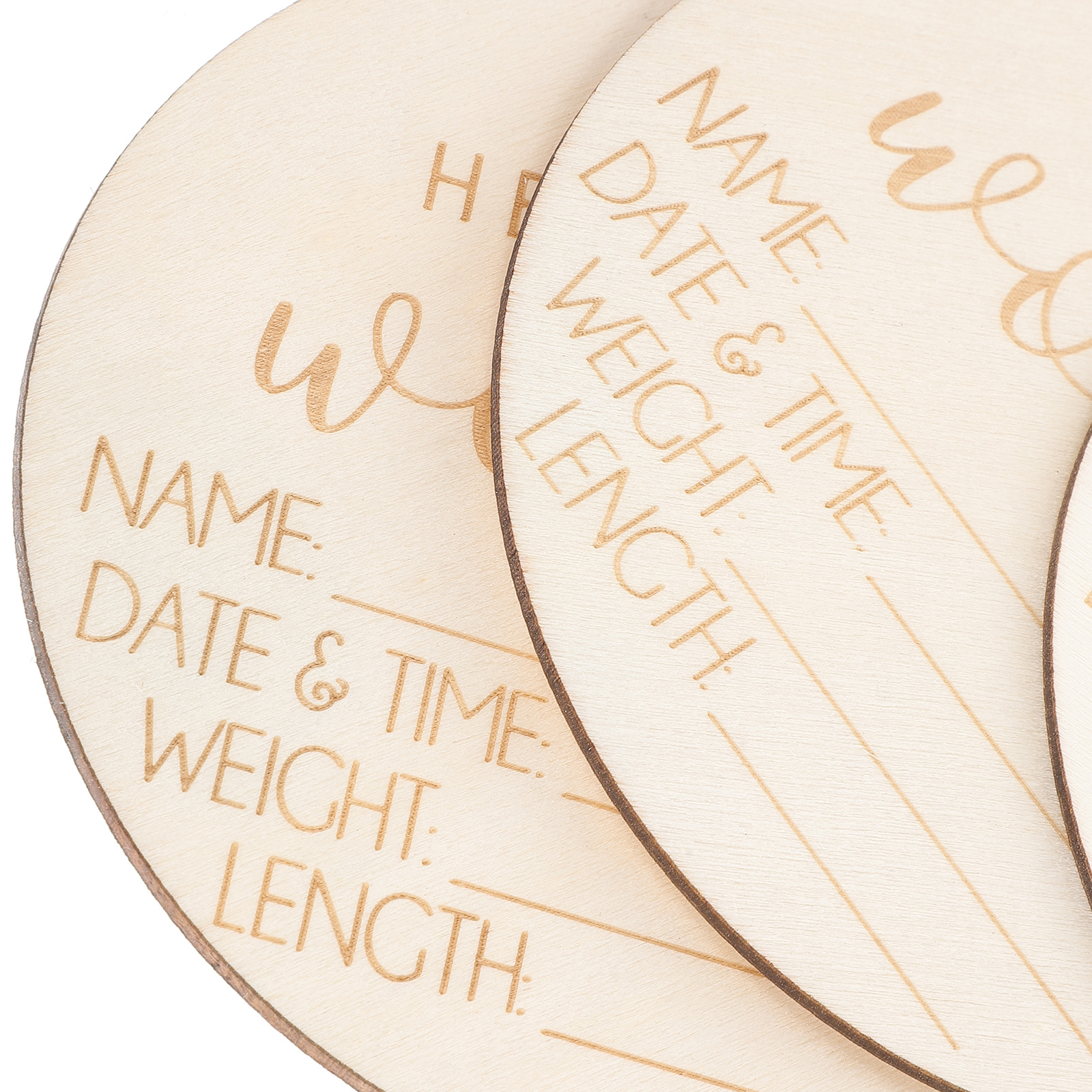 5pcs Welcome Sign Hospital Baby Announcement Sign Smooth Wood Baby Announcement Cards Durable Nursery Decor Hospital Birth Prop