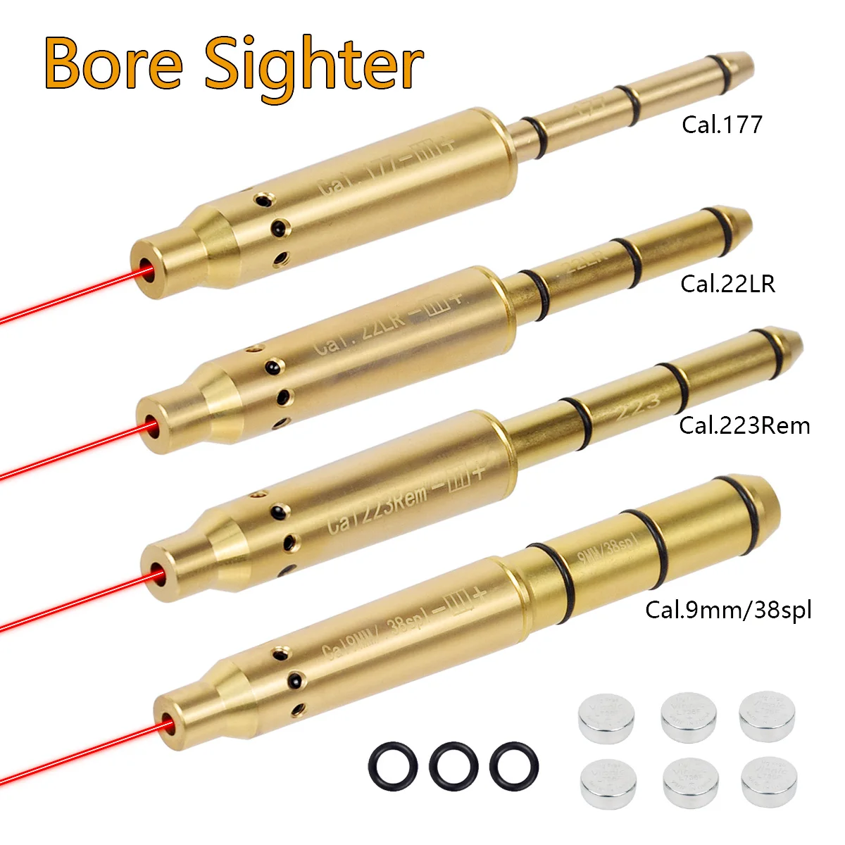 Tactical Laser Bore Sight 9mm .22 22LR .177 Bullet Boresighter Caliber 12GA .223 223rem .308 5.45x39 9x19mm Sight Snap Caps