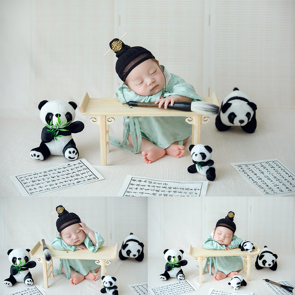 Newborn Photography Props Kit Baby Boys Korean Style Ancient Costume Panda Dolls Photo Props Table Studio Photoshoot Accessories