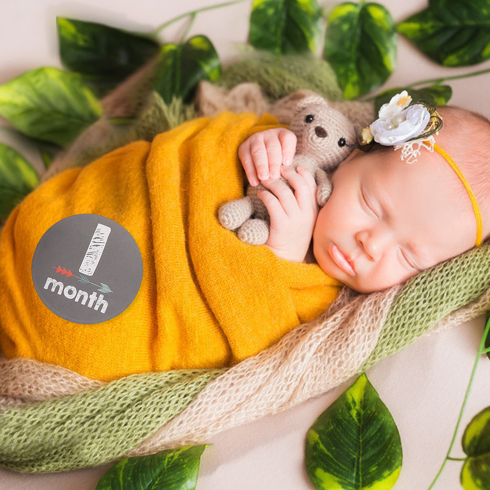 1 set Monthly Digital Numbers Newborn Photo Props Girl Boy Tracking Growth Peel Stick Easy Clean Milestone Stickers for Baby