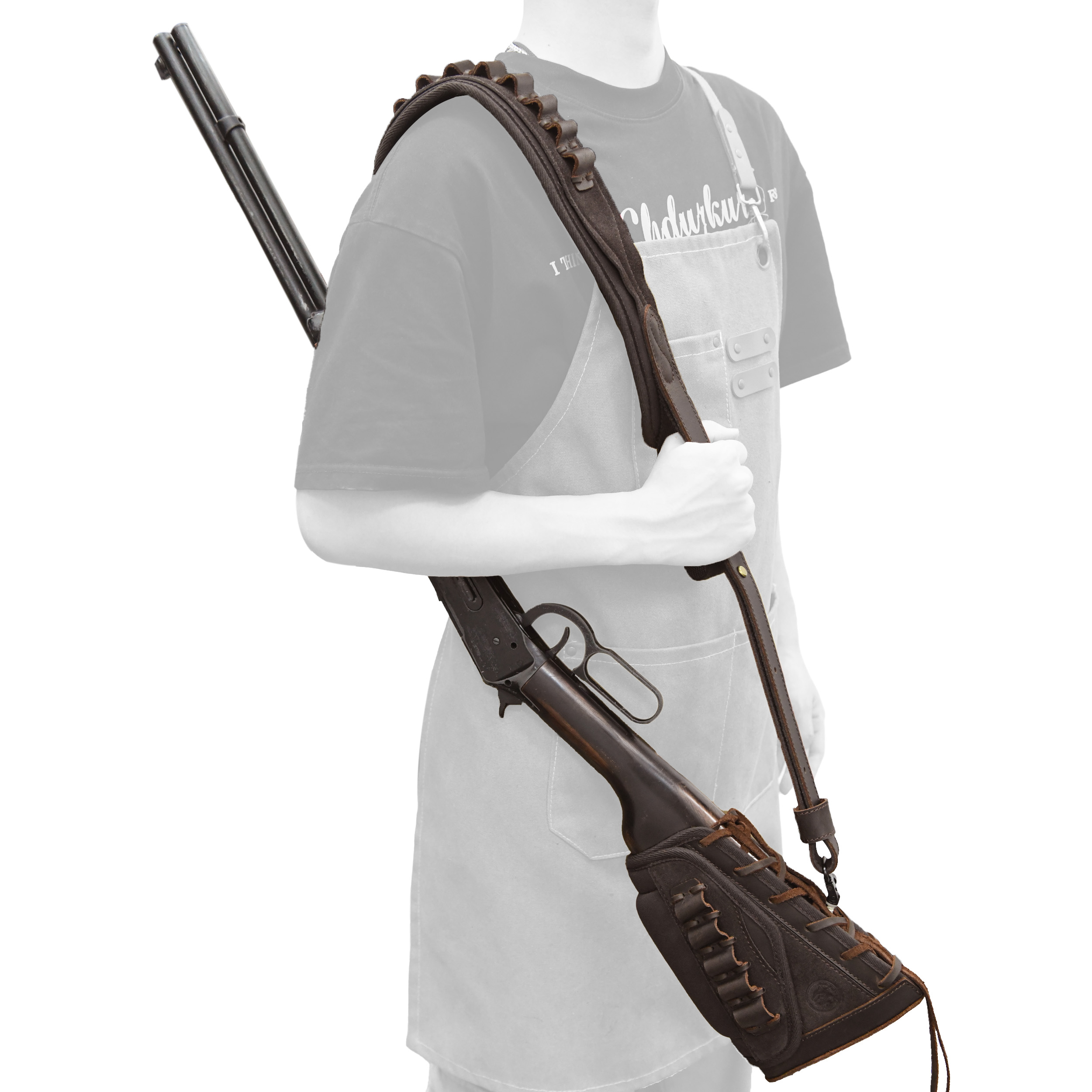 Handmade Leather Cheek Rest Shotgun Buttstock with Shell Holder Gun Slng for Rifle Shooting .30/30 .308 45/70 .22 12GA