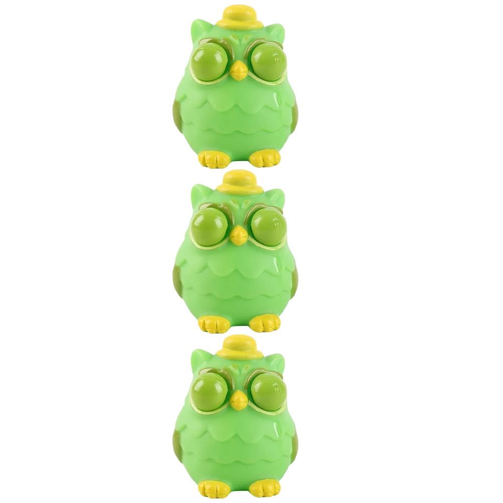 3 Pcs Owl Unzip Toys Sensory Fidget Squeeze Portable Stress Eyes Pvc Animal Popping