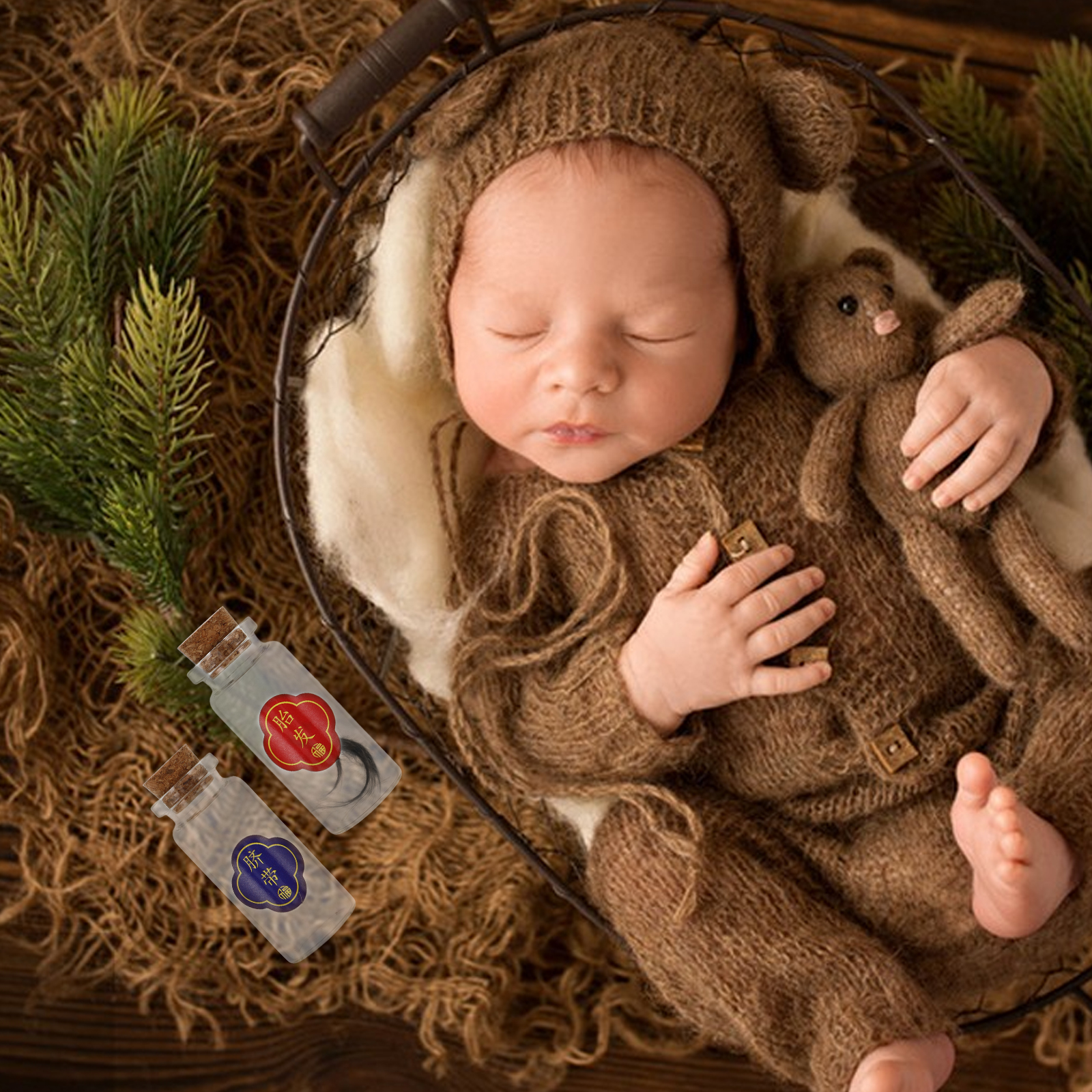 1 set Keepsake Storage Box for First Haircut Fetal Hair Umbilical Cord Wood Baby Milestones Large Capacity