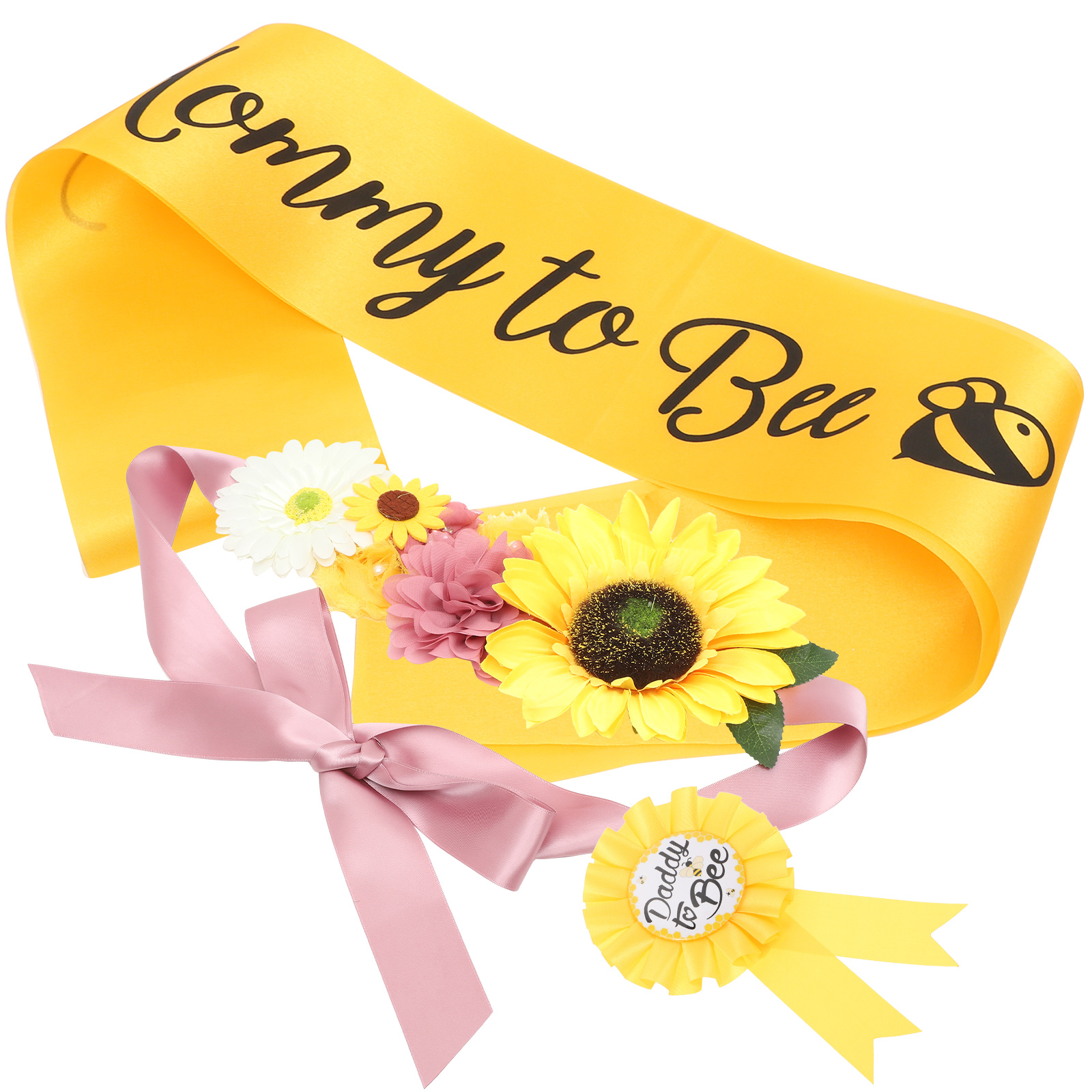 Badge Ribbon Belt Mom to Sash and Pin Flower Maternity Sashes Baby Shower Prenatal Mommy Polyester Pregnant Woman Corsage