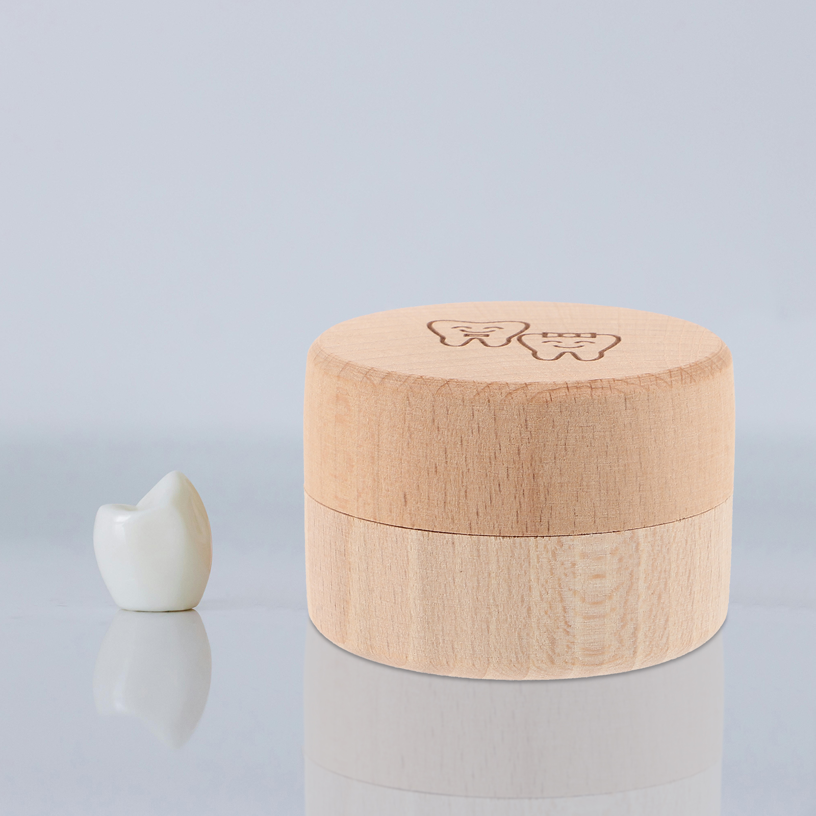 Wooden Baby Tooth Box Solid Wood Keepsake Holder Kids Teeth Storage Container First Teeth Fetal Hair Large Capacity