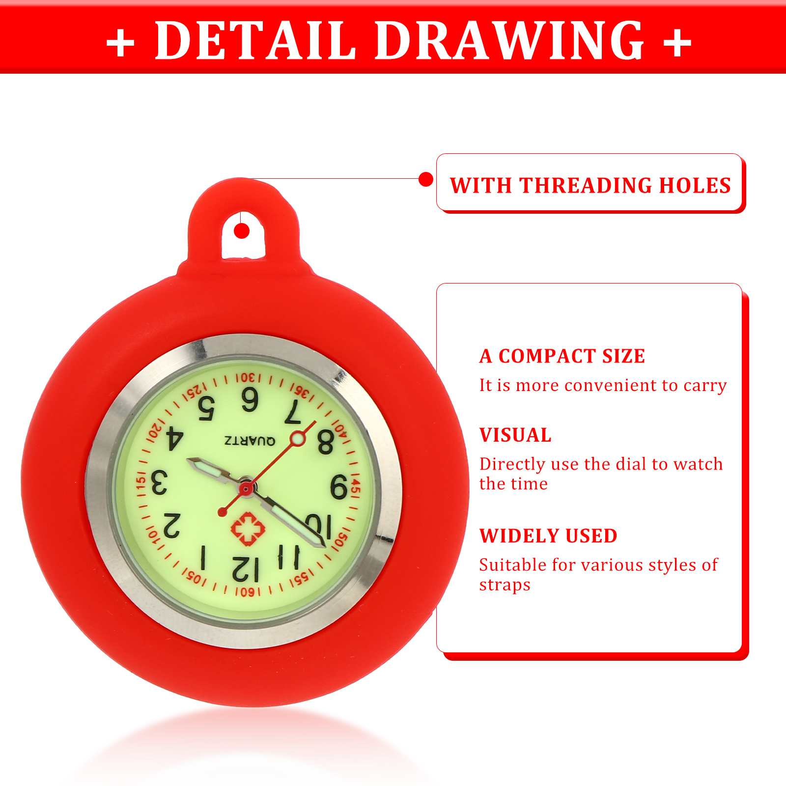 2pcs Vintage Pocket Watch Dials Night Luminous Silicone Nurse Watch Parts For Diy Handmade Fresh Color Easy Matching Gift