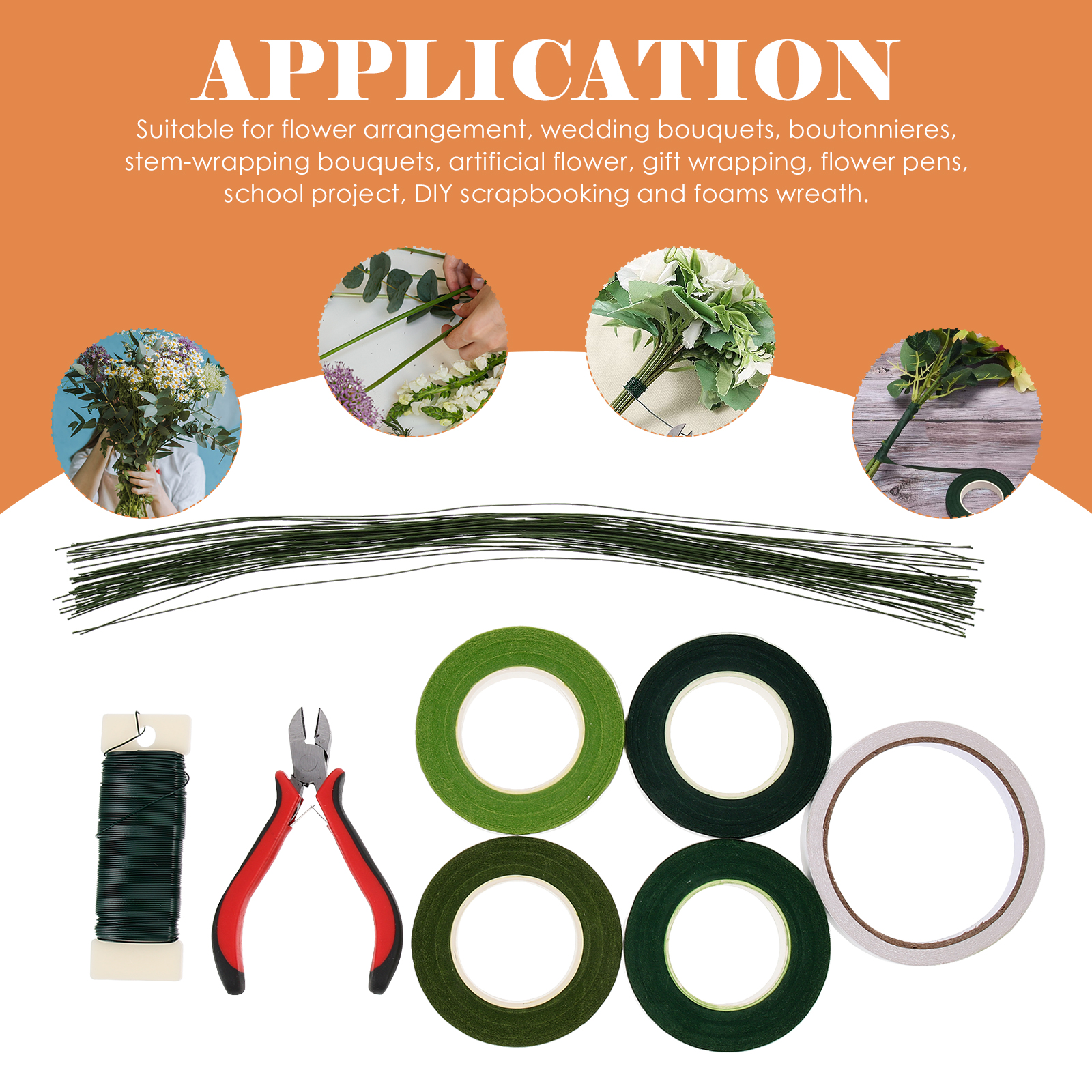 1 Set Floral Arrangement Kit Diy Flower Wrapping Tools Premium Wire Stem Tape Florist Craft Decoration Kit Floral Stem Wire