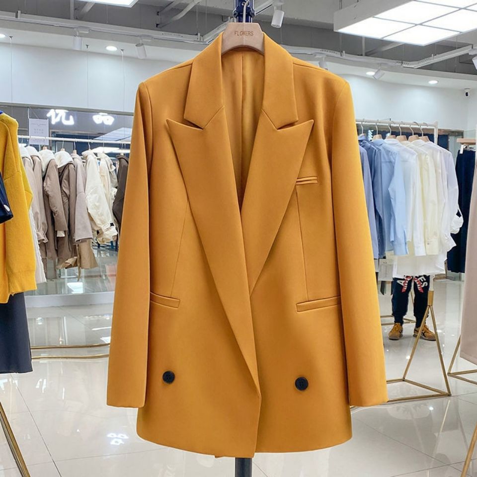 2023 spring new autumn casual suit orange small suit coat women's professional dress  blazer mujer  Slight Strech
