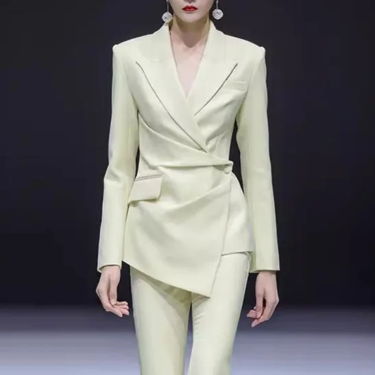 French Heavy Deconstruction Design Sense Suit Women Autumn New Peated Irregular Tailoring Temperament Slim Blazer For Women OL