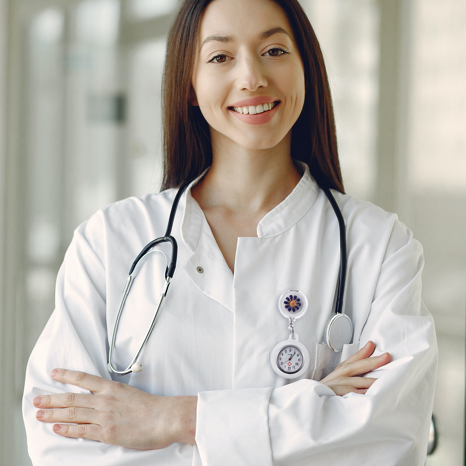 Nurse For Women Men Fashionable Clip-On Alloy Medical Pocket Watch Waterproof Nurses Fob Watch Adjustable Date Weekday Doctor