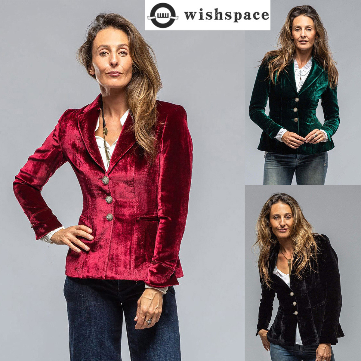 Fashionable Temperament Gold Velvet Small Suit Women's Coat European and American Retro New Pocket Long Sleeved Top