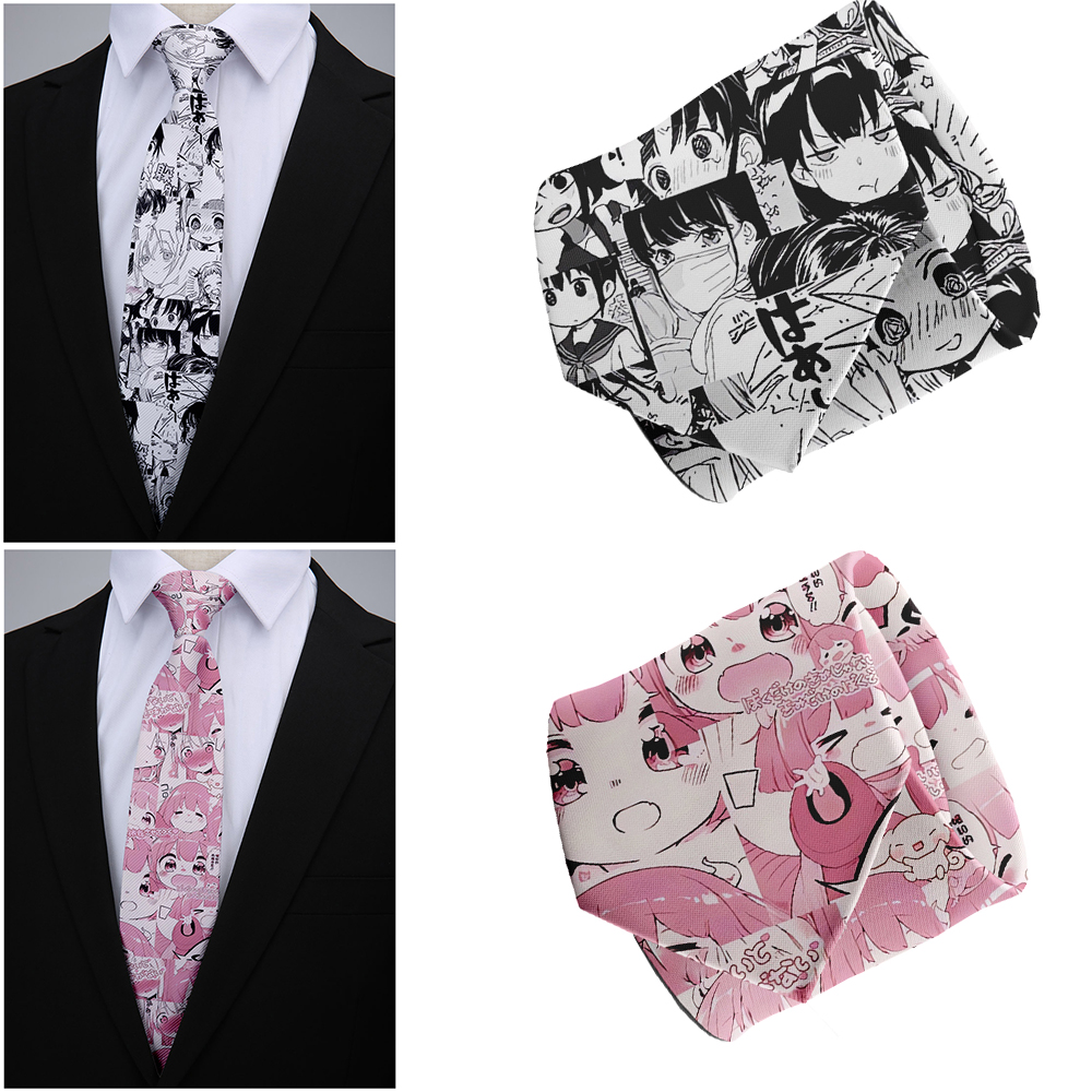 New fashion cartoon printed tie Japanese two-dimensional anime tie men's and women's party shirt accessories college style