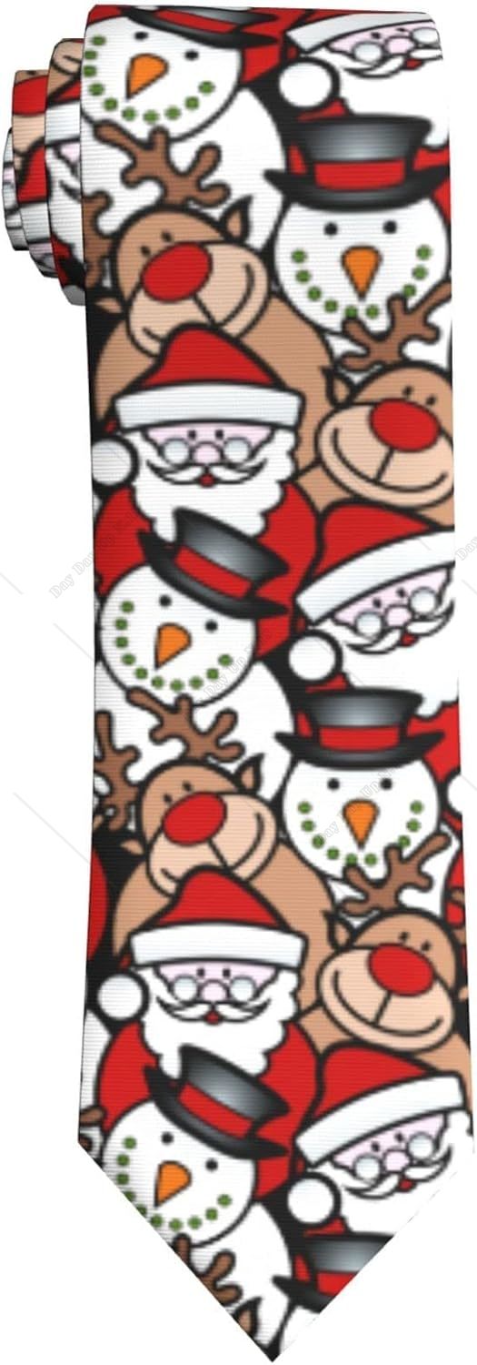 Cartoon Snowman Tie for Men and Boy Christmas Fun Full Print Men's Necktie Skinny Fashion One Size Men Accessories