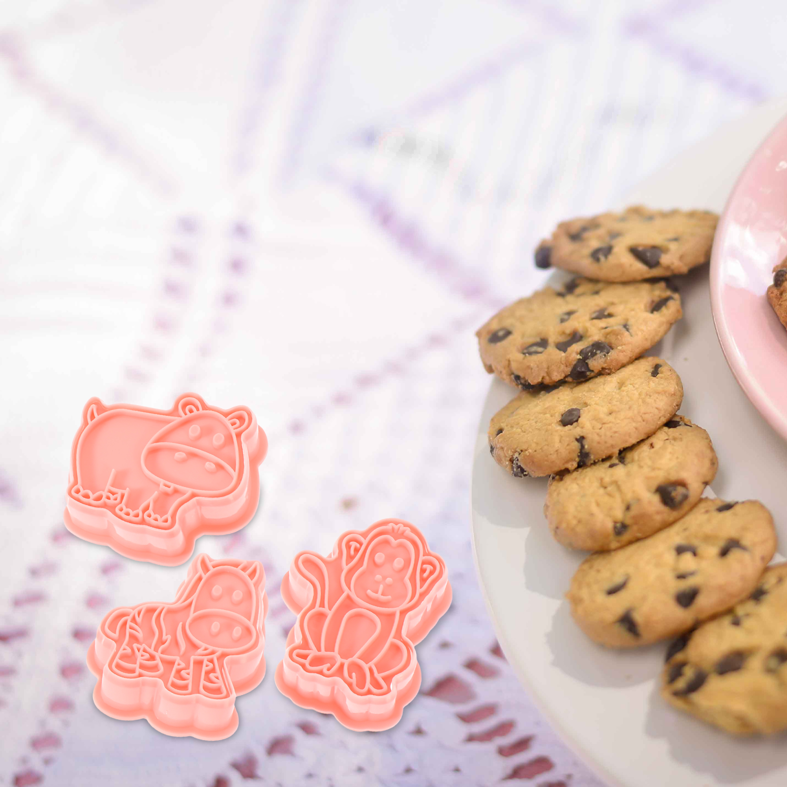 8 Pcs Animal Cookie Cutters Lion Stamp Mold Baking Tool Theme Molds Stamps Pp Adorable Cookies