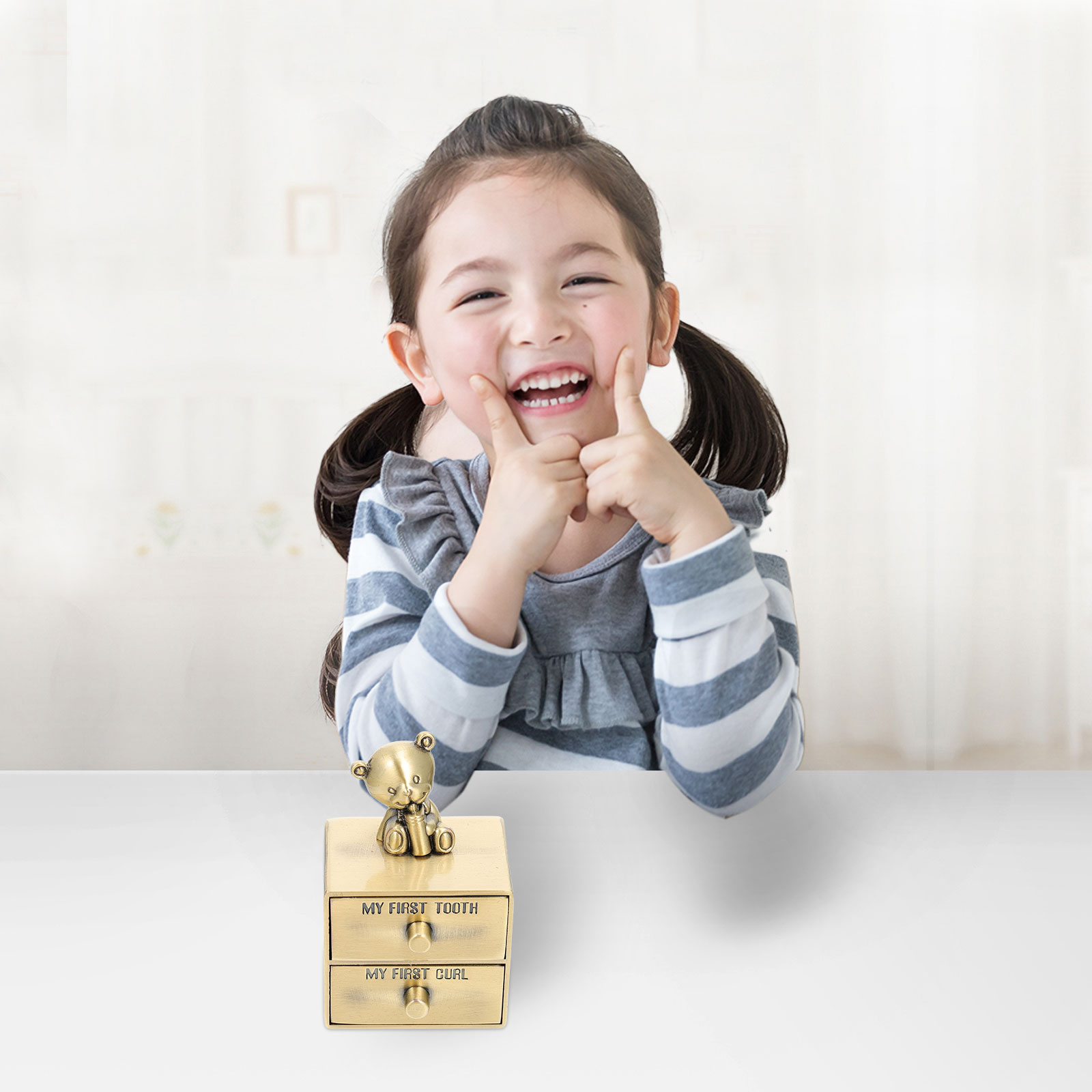 Deciduous Teeth Collection Box Baby Tooth Save Keepsake Infant Hair Storage Portable Container Bear Design New Born Gifts