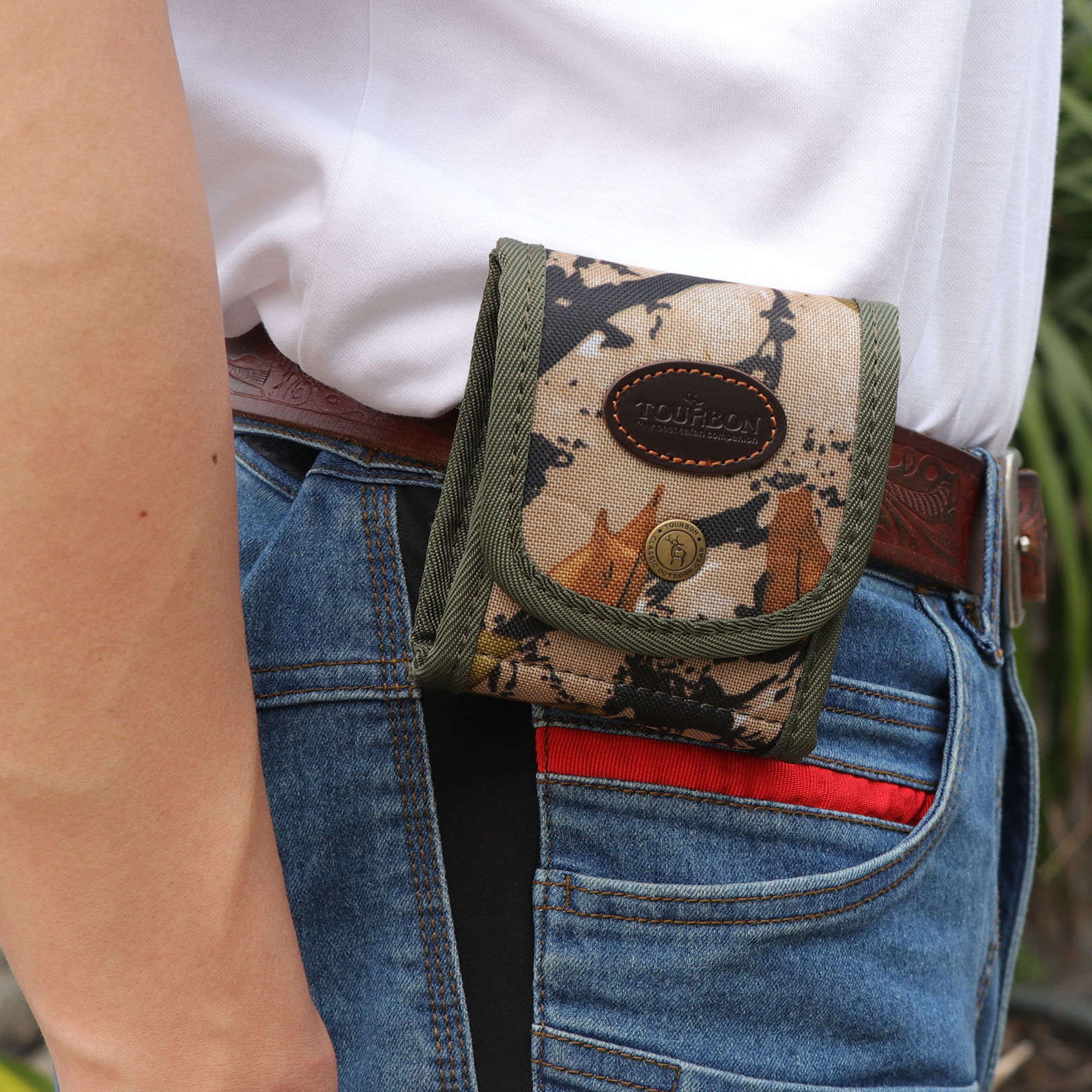Tourbon Hunting Camo Rifle Cartridges Wallet  Ammo Shells Bullets Holder Belt Pouch Fits Caliber 222 REM, 243WIN, 30-30, 308WIN