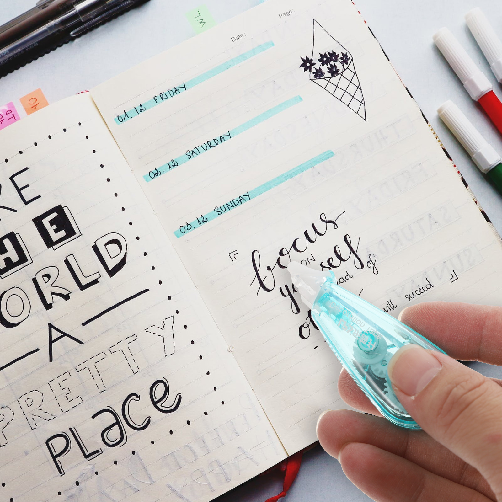 4pcs Printed Correction Tape Cute Cartoon Mini Corrector for Students Opaque Frosted Smooth Writing Stationery