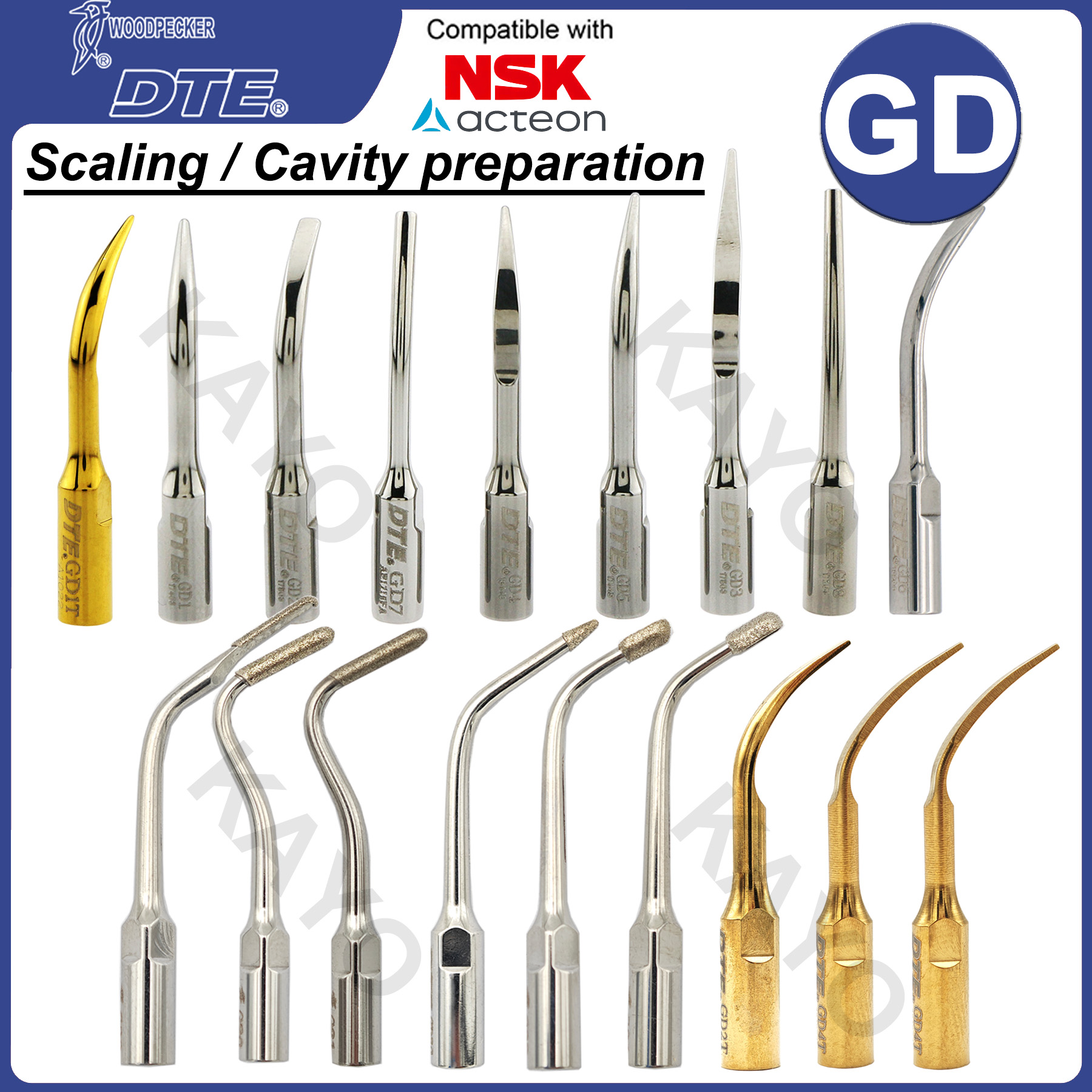 Woodpecker DTE Tips Dental Ultrasonic Scaler Scaling Tips  GD Series Fit NSK SATELEC Dentistry Accessories Teeth Cleaning