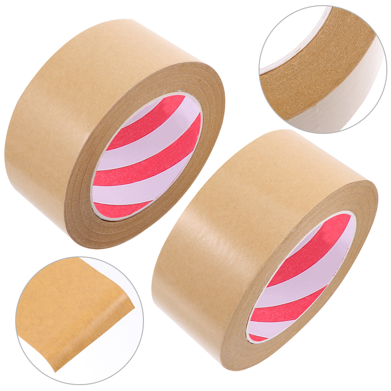 2Pcs Kraft Paper Tape Hand Tearable Weather Resistant DIY Gift Wrap Packaging Box Sealing Tape Light Brown DIY Supply