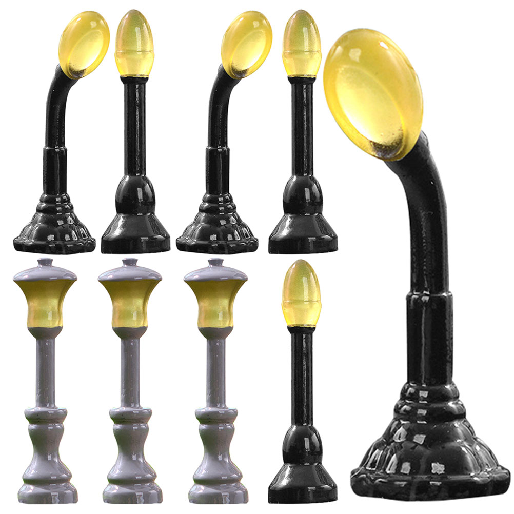 9 Pcs Night Decor Mini Resin Ornaments Garden Landscape Tiny House Accessories Micro Landscape Street Lamp Small
