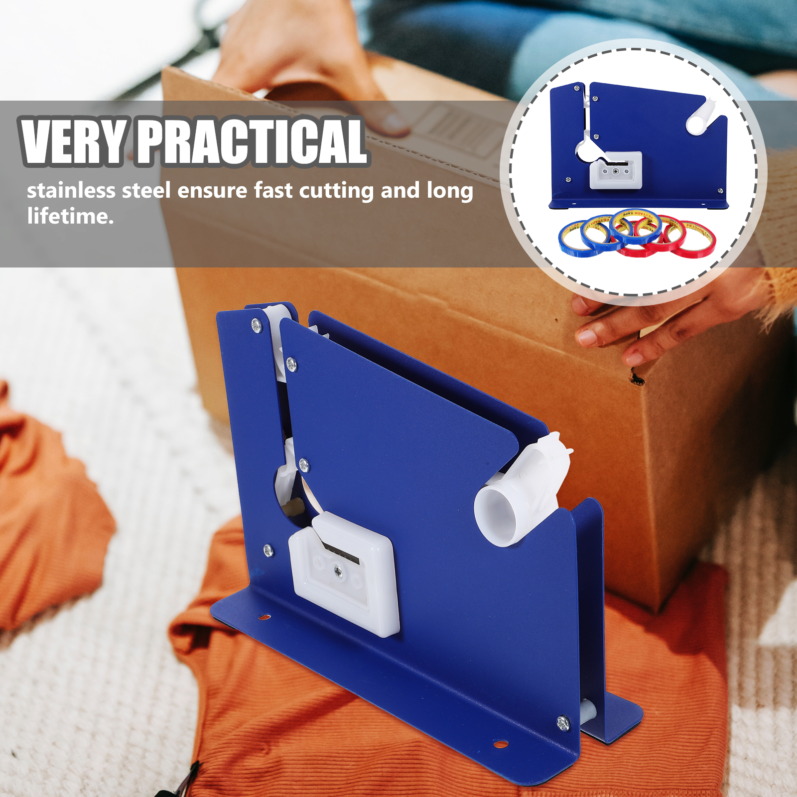 Tape Cutter Steel Bag Taper with Trimmer Adhesive Neck Sealer Dispenser Cutting Machine