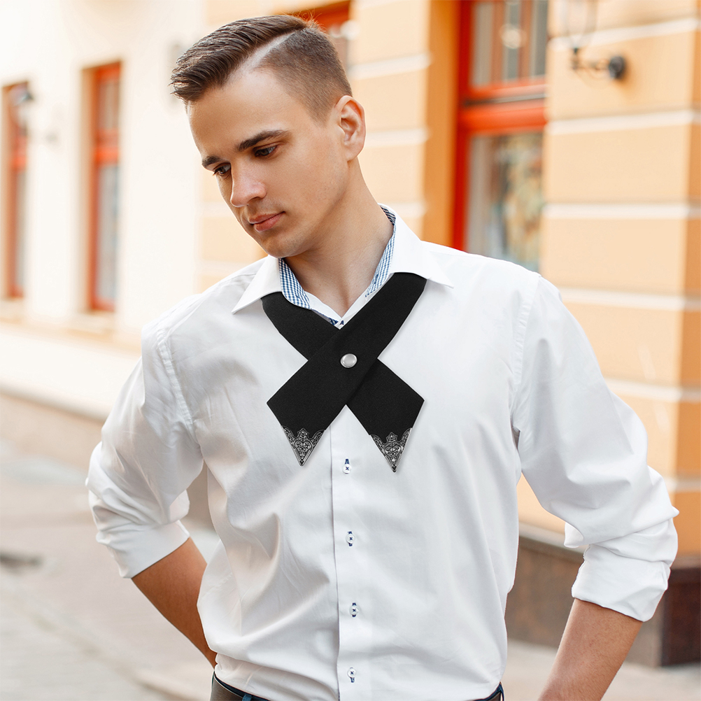 2pcs Adjustable Cross Bow Tie Pre Tied School Uniform Bows For Men Women Black Neck Tie Accessories Fabric Durable Comfortable